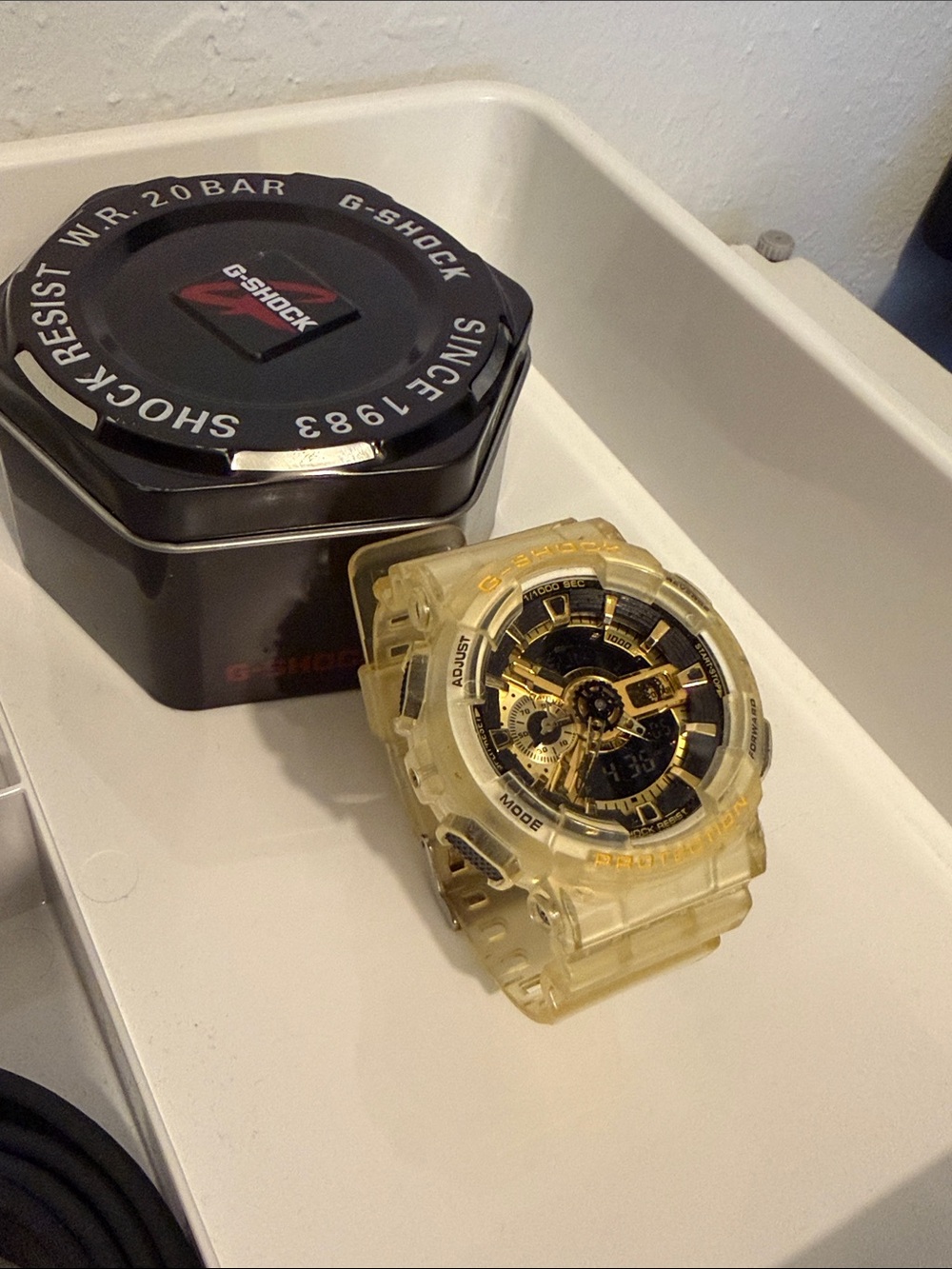 G-Shock Men's Translucent Yellow and Black Analog-Digital Watch